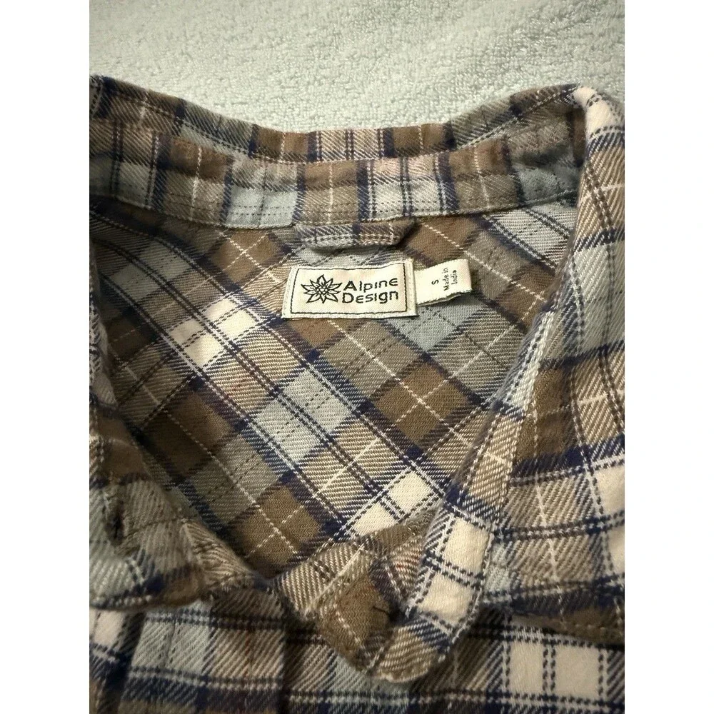 Alpine Design Wadi Hike Flannel Shirt Womens S Brown Plaid Button Up NWT Outdoor - Picture 3 of 6